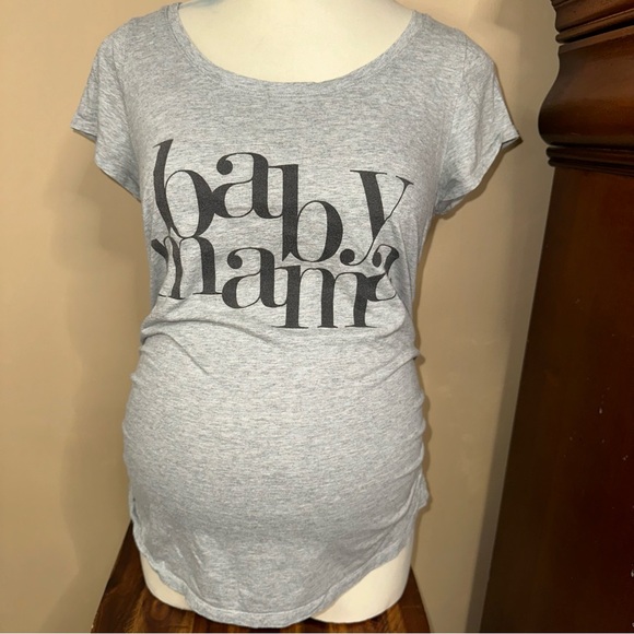 liz lange Maternity Tops - Liz Longe Maternity Gray Graphic Tee Baby Mama Size Large